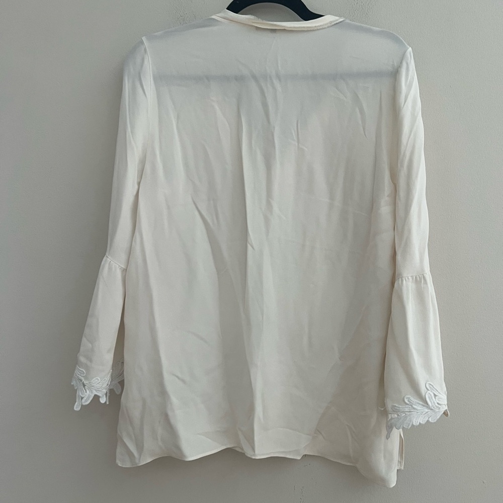 Kobi Halperin Cream 100 % silk Embroidered Blouse - Picture 10 of 11